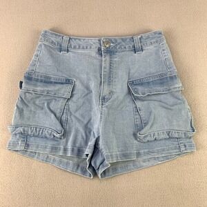 Love Tree Denim Cargo Shorts Women Medium Blue High Rise Utility Pockets
